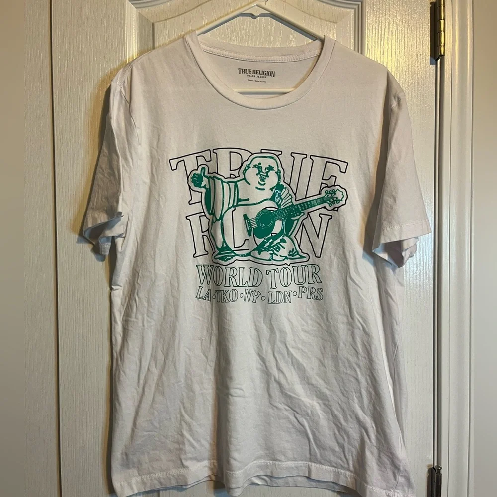 True Religion‎ Silicone T-Shirt – Optic White – Size XL 🤍💚